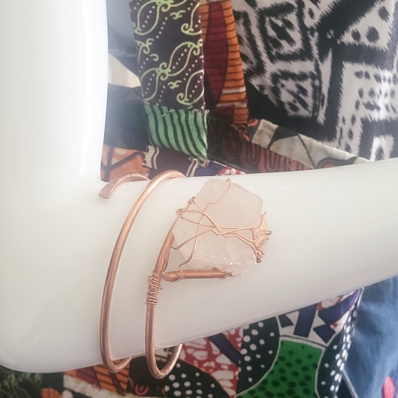 Handmade African totebag and adjustable bracelet, rosequarts - Picture 6 of 6